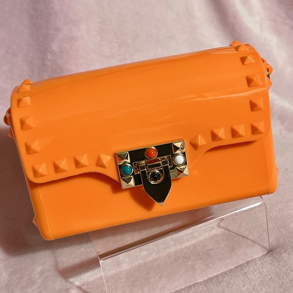 Handbags - 🎉HP!🎉 Orange Jelly Studded Crossbody Bag — NWOT